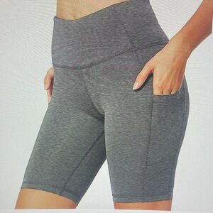 WOMENS SKECHERS GO FLEX HIGH WAISTED BIKE SHORT! WITH SIDE POCKETS (GRAY, M)